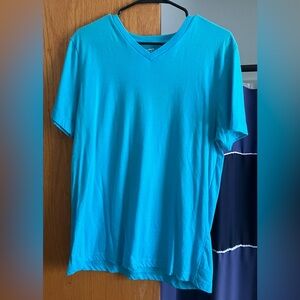 Men’s V neck T Shirt Medium M Teal/Carolina Powder Blue Arizona 60% cotton